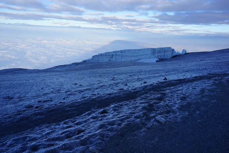 Glacier ice on the summit crater of Kilimanjaro