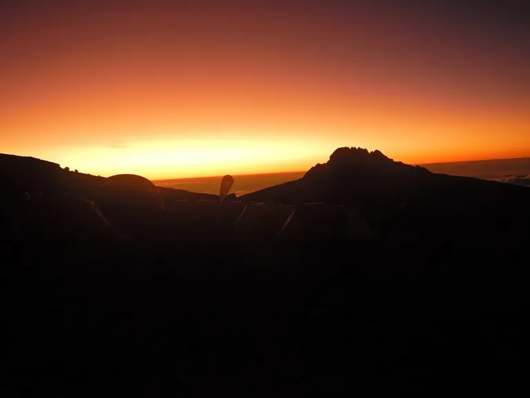 Mawenzi Peak silhouetted at sunrise from Barafu camp, Kilimanjaro