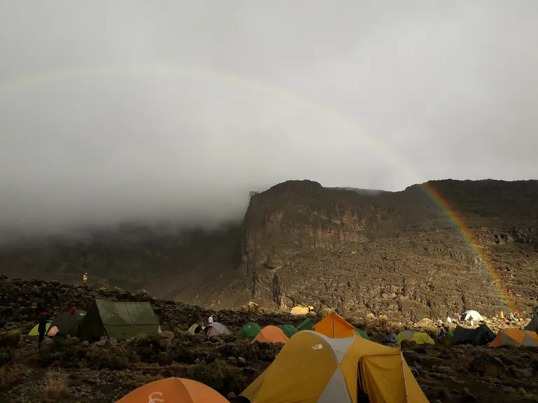 Rainbow over the Barranco Wall above Barranco camp, Kilimanjaro