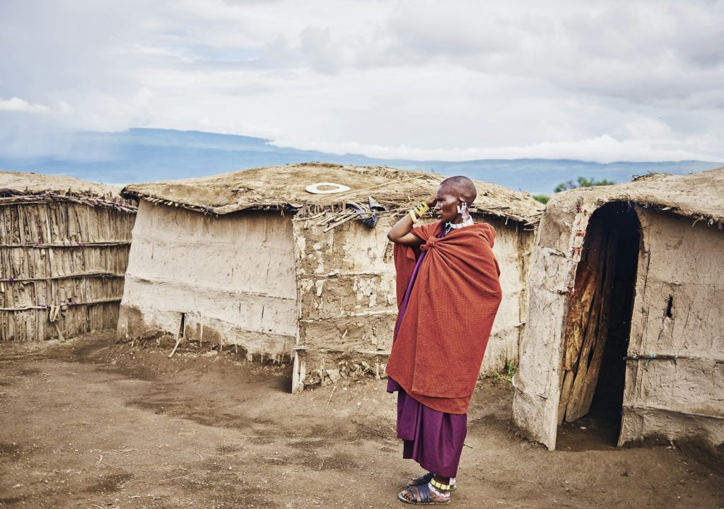 Masai man in the village in Africa, Tanzania, Africa- 01 February 2020